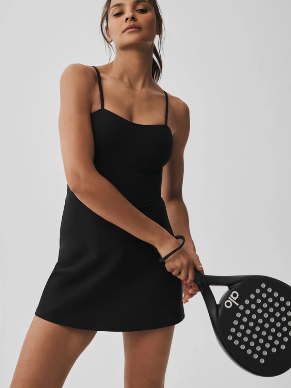 Alo Yoga Alosoft Courtside Tennis Exercise Skort Dress, Black, Small